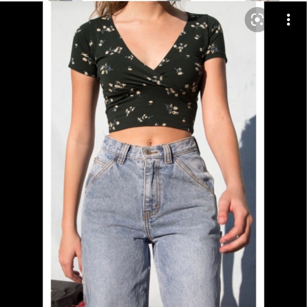 Brandy Melville Green w/ flowers Amara shirt